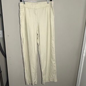 LOFT cream wide leg trouser beach linen Pants